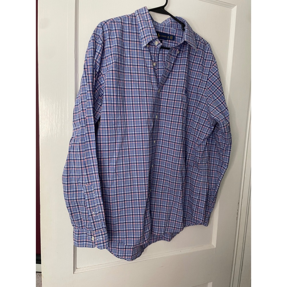 Ralph Lauren XL Mens Plaid Button Down Long Sleeve Stretch Shirt‎